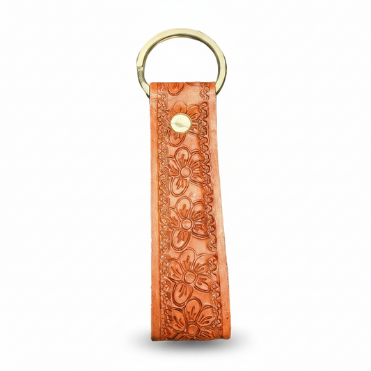 Hand Tooled Leather Keychain 1"x3.5"