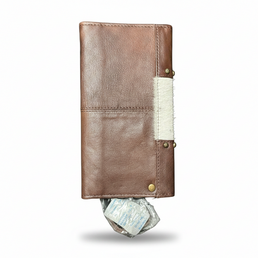Cowhide Leather Wristlet Purse 4.5" x 8.75"