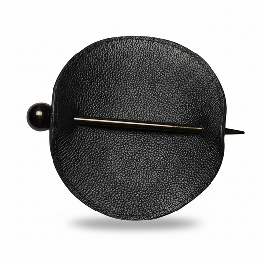 Handcrafted Leather Hair Barrette 4.5" Round