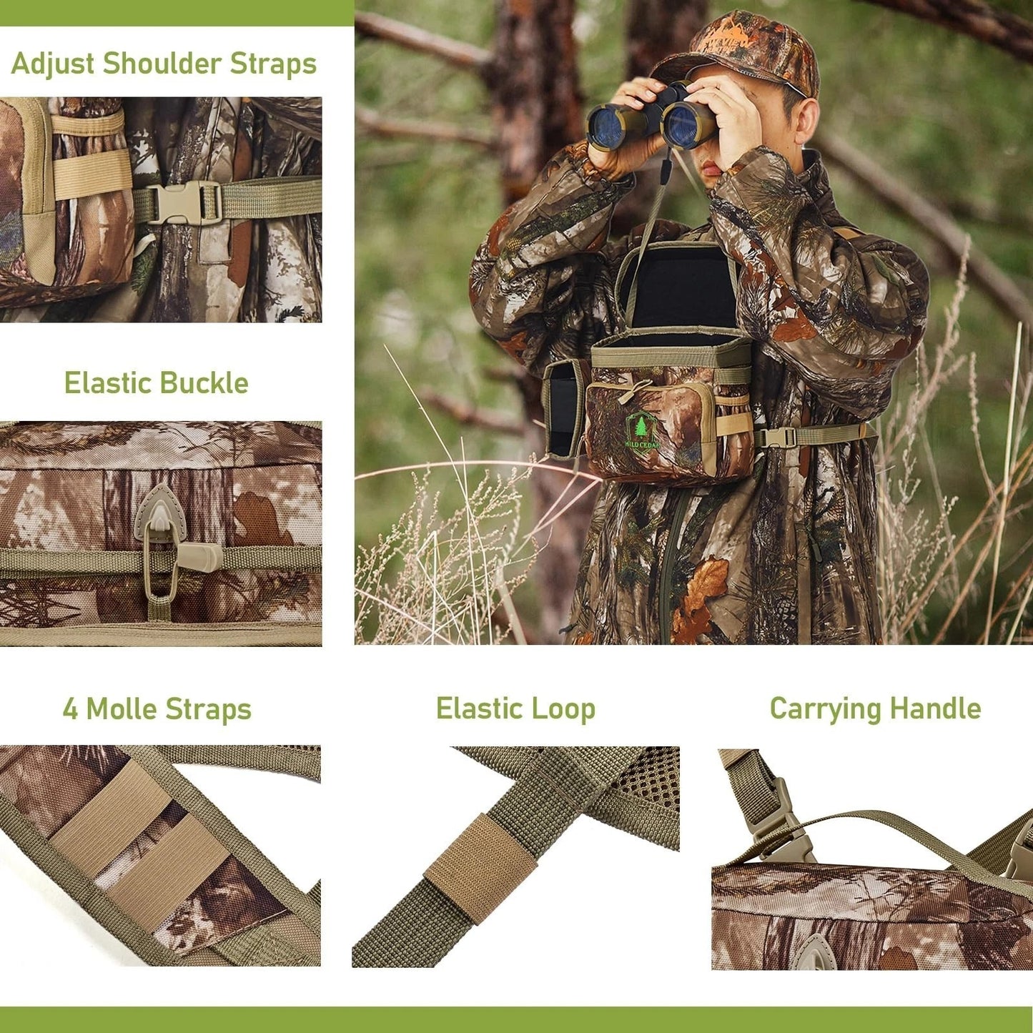 Wild Cedar Binocular Harness Chest Pack with Rangefinder Pouch