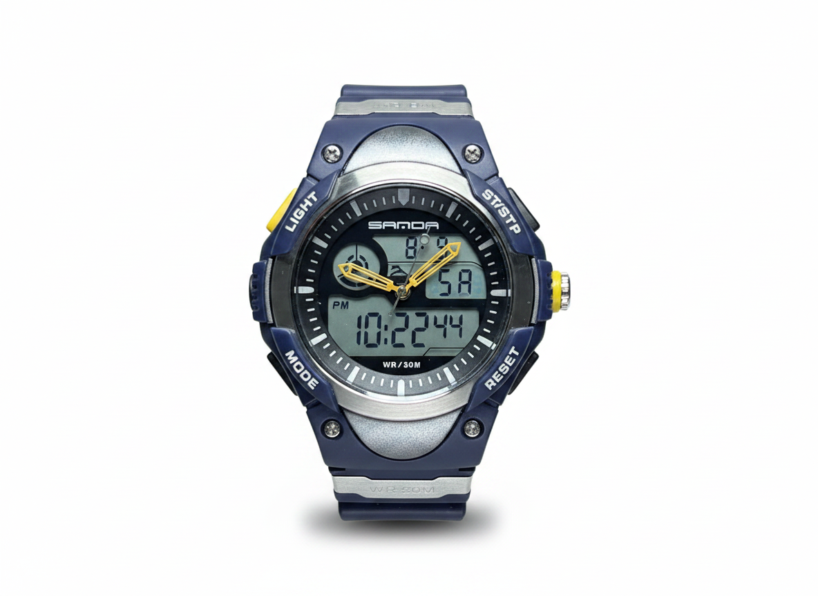 SANDA Women's Electronic Watch 3117 Dual Display Waterproof Quartz Wristwatch Blue