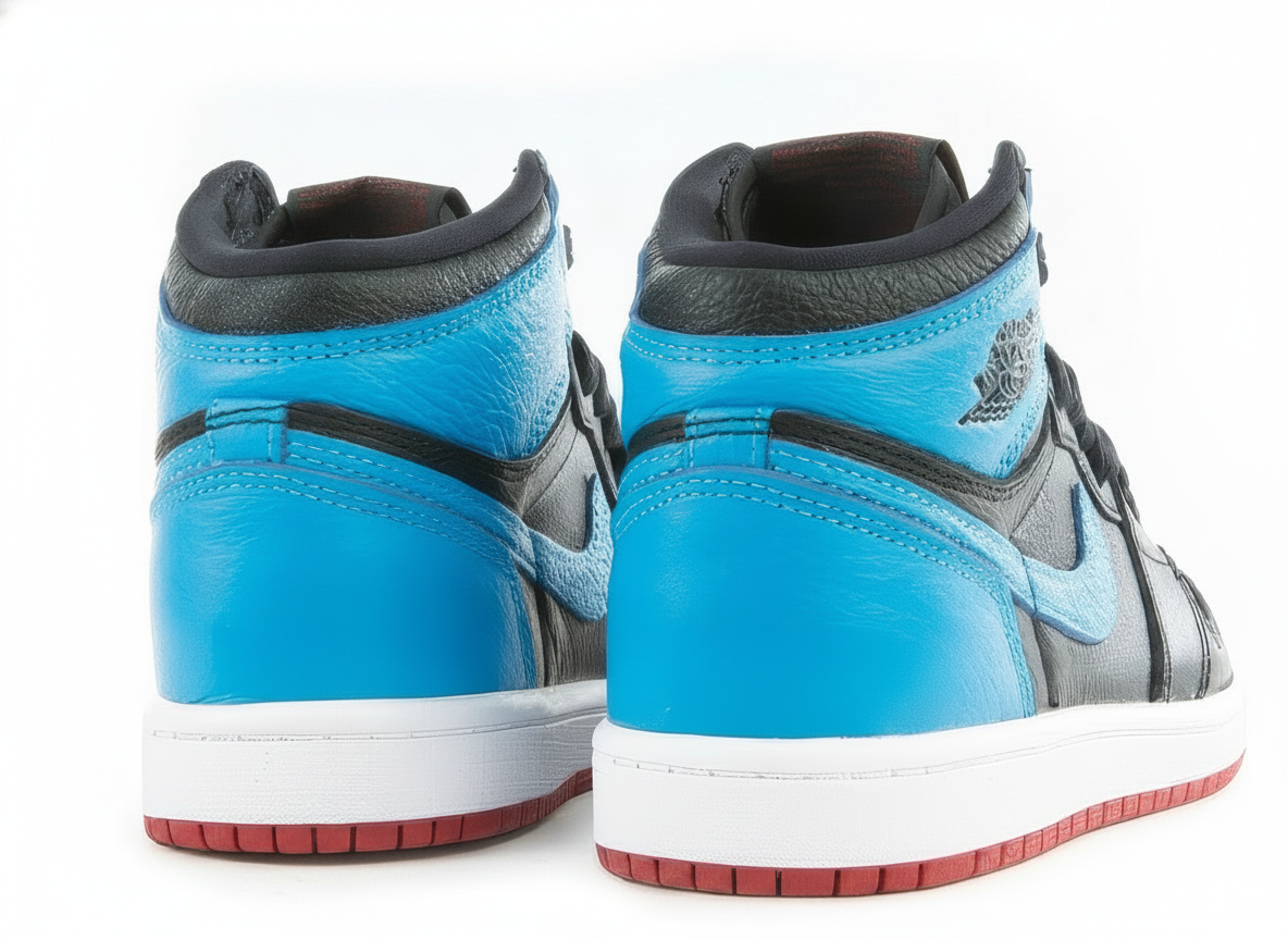 Women's Air Jordan 1 High OG Black/DK Powder Blue/Varsity Red Size 8 - Like New