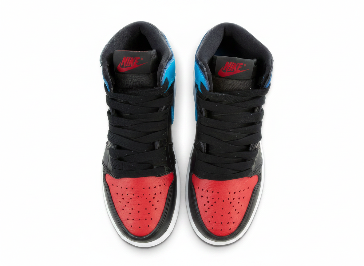 Women's Air Jordan 1 High OG Black/DK Powder Blue/Varsity Red Size 8 - Like New