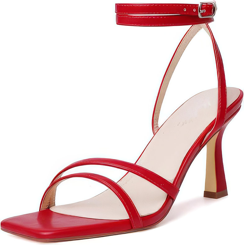 Preowned - Mostrin Red Heels Strappy Sandals Lace Up Ankle Size 8.5