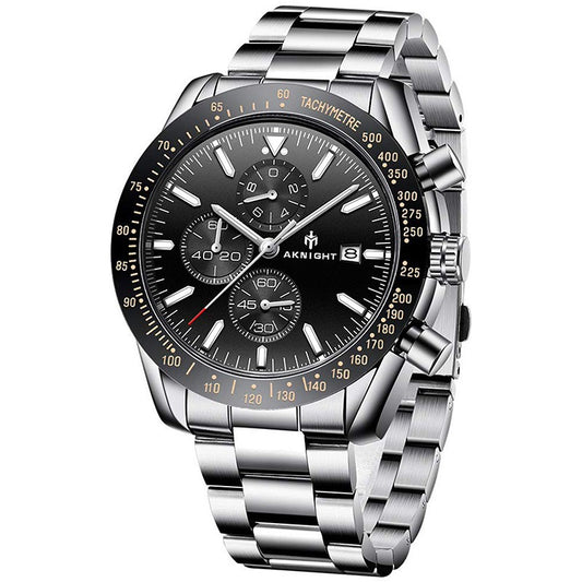 Men's Aknight 45mm Big Face Stainless Steel & Black