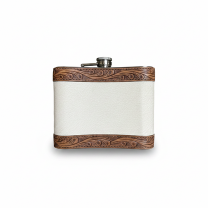 Handcrafted Cowhide Tooled Leather 32oz Flask