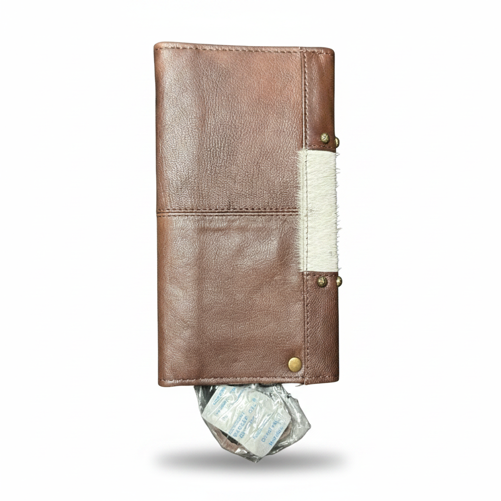 Cowhide Leather Wristlet Purse 4.5" x 8.75"