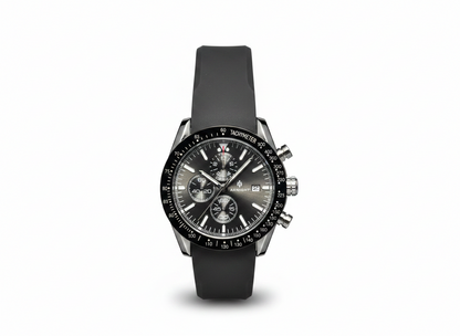 Men's Aknight 44mm Big Face Black & Silver w/ Silicone Strap
