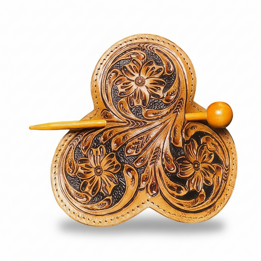 Handcrafted Leather Hair Barrette 5"