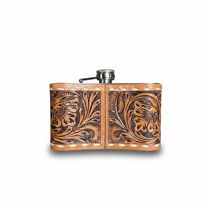 Leather Tooled 24oz Flask