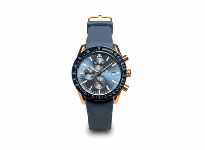 Men's Aknight 44mm Big Face Gold & Blue w/ Silicone Strap