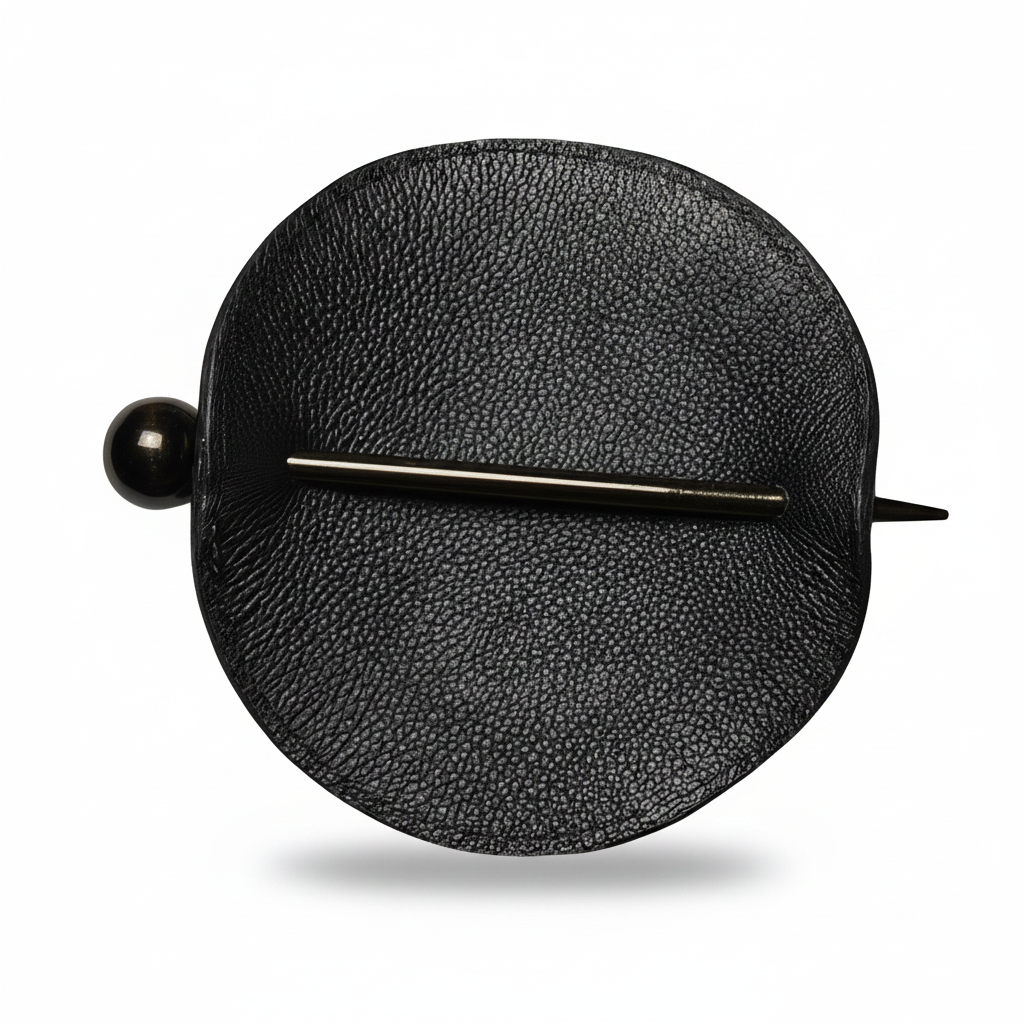 Handcrafted Leather Hair Barrette  4.5" Round