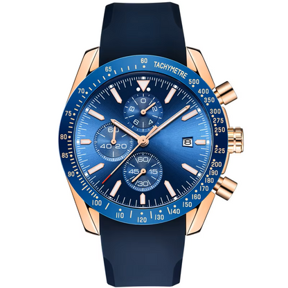 Men's Aknight 44mm Big Face Gold & Blue w/ Silicone Strap
