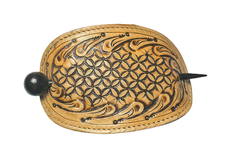 Handcrafted Leather Hair Barrette 5" x 3" Oval