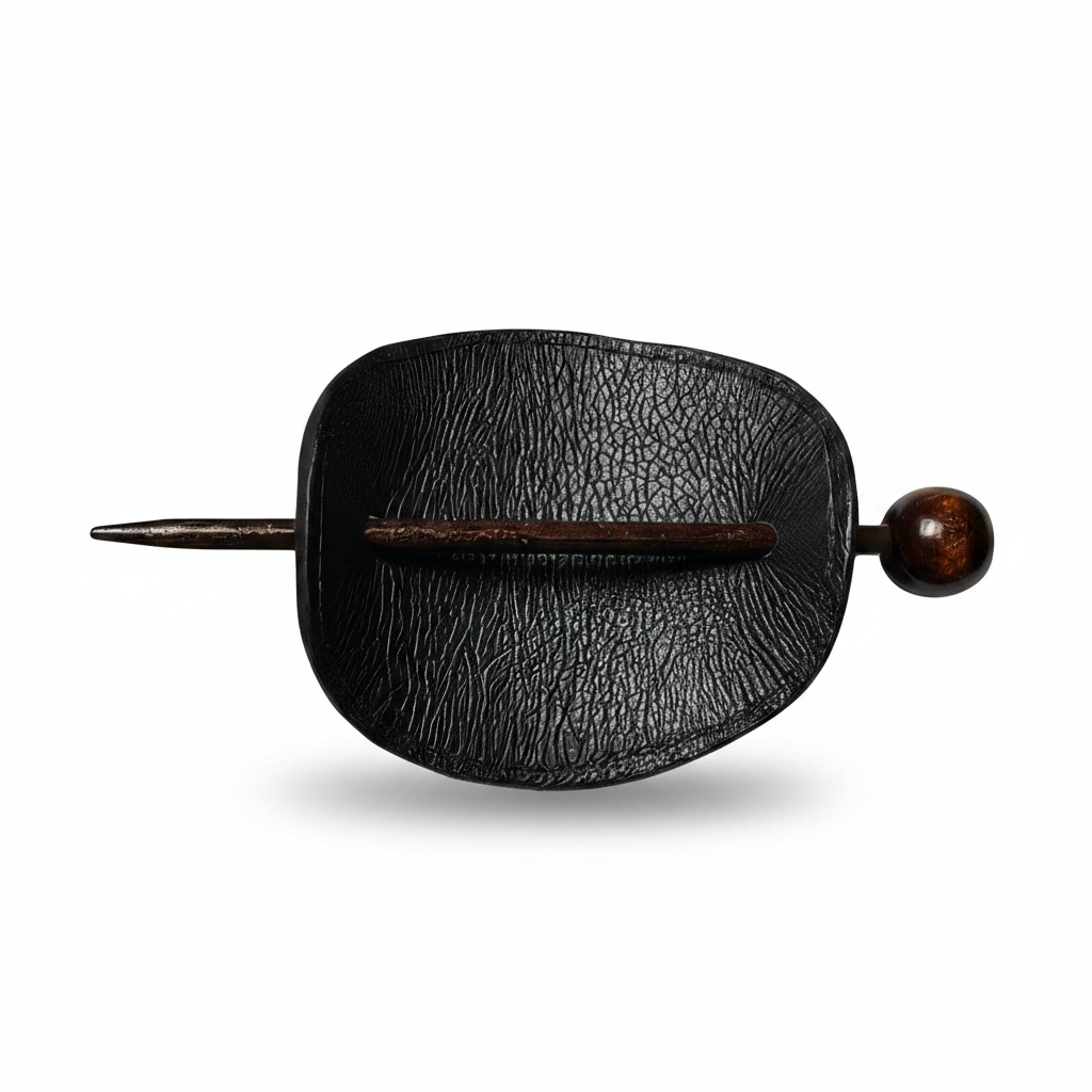 Handcrafted Leather Hair Barrette 4" x 3" Oval
