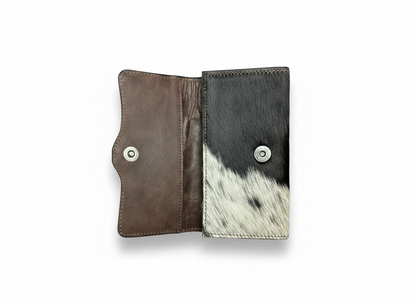 Handcrafted Leather Tooled Cowhide Clutch Wallet 4" x 7.5"