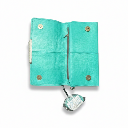 Cowhide Turquoise Leather Wristlet 4.75" x 8.75"