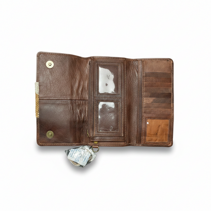 Cowhide Leather Wristlet Purse 4.5" x 8.75"