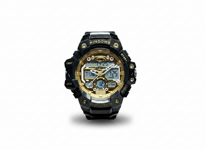 PINDOWS Men's Military Outdoor Sports Watch PDS-631-N2 Black Gold