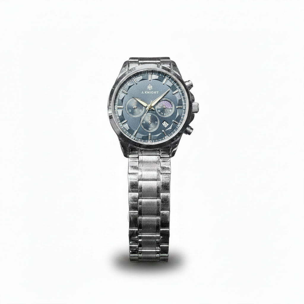 Men's Aknight 42mm Big Face Stainless Steel & Blue