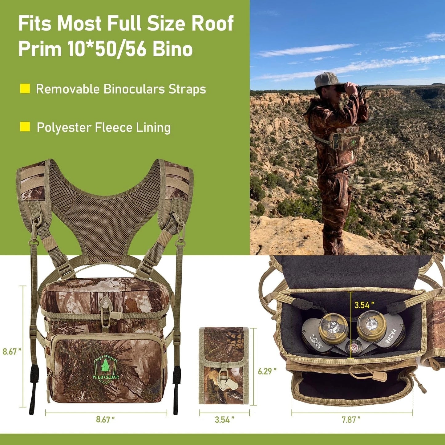 Wild Cedar Binocular Harness Chest Pack with Rangefinder Pouch