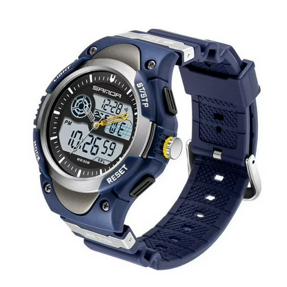 SANDA Women's Electronic Watch 3117 Dual Display Waterproof Quartz Wristwatch Blue