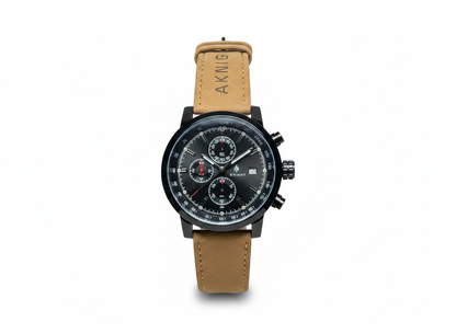 Men's Aknight 42mm Big Face Black w/ Leather Strap