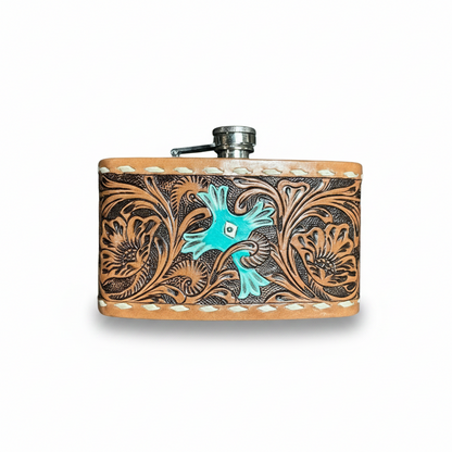 Leather Tooled 24oz Flask