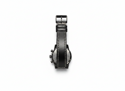Men's Aknight 42mm Big Face Black & Green Watch Leather Strap