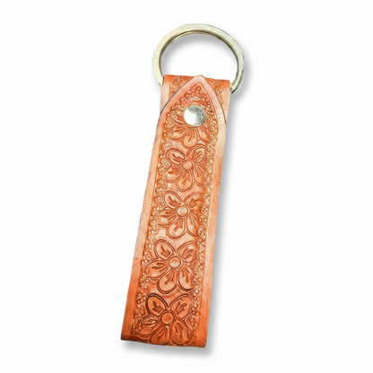 Hand Tooled Leather Keychain 1"x3.5"