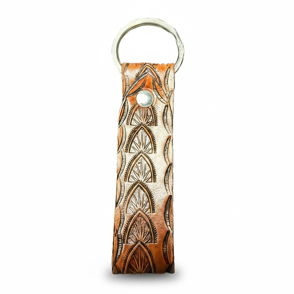 Hand Tooled Leather Keychain 1"x3"