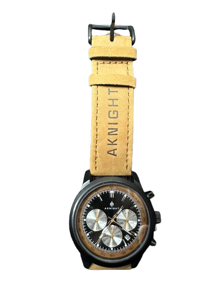 Men's Aknight 42mm Big Face Brown & Black w/ Leather Strap