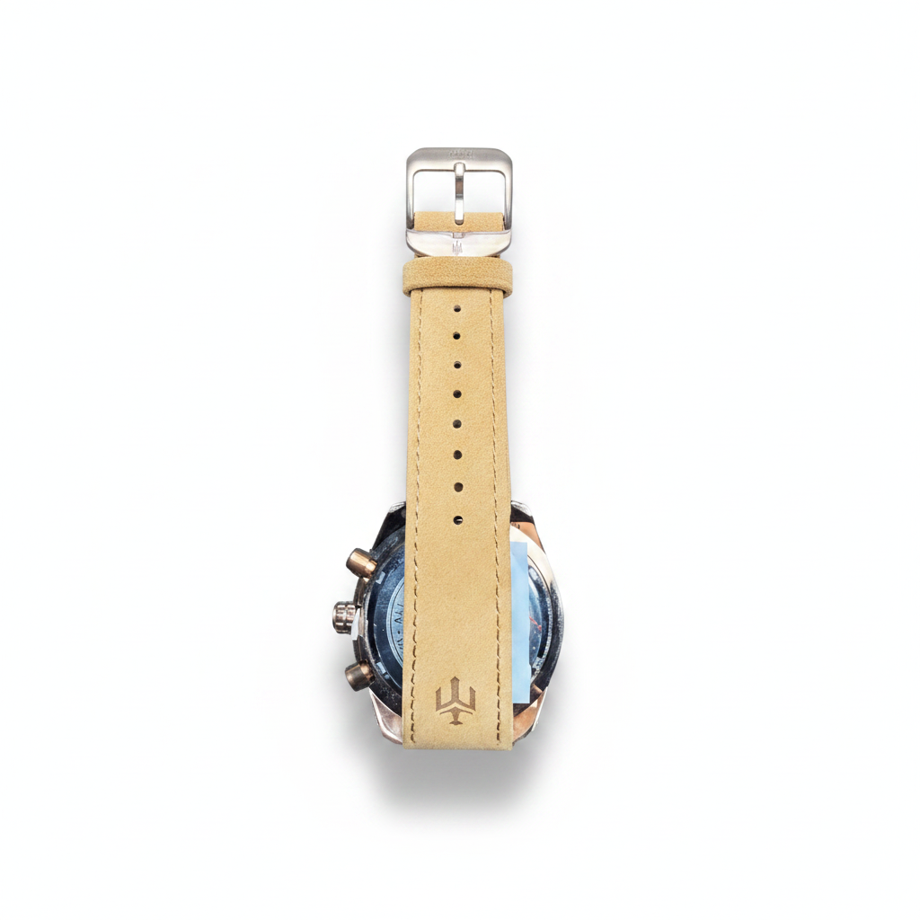 Men's Aknight 45mm Big Face Black/Brown & Gold Watch w/ Leather Strap