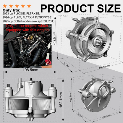 Air Cleaner Intake Filter for Harley Davidson M8 Engine, Touring 2023-UP, Softail 2025-UP, Street Road King Tri Glide